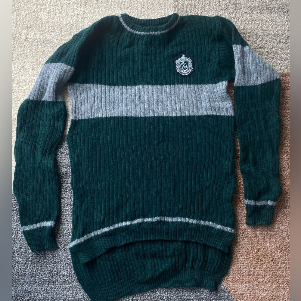 Harry Potter Medium Slytherin Wool Sweater Lambswool Quidditch - Picture 2 of 10